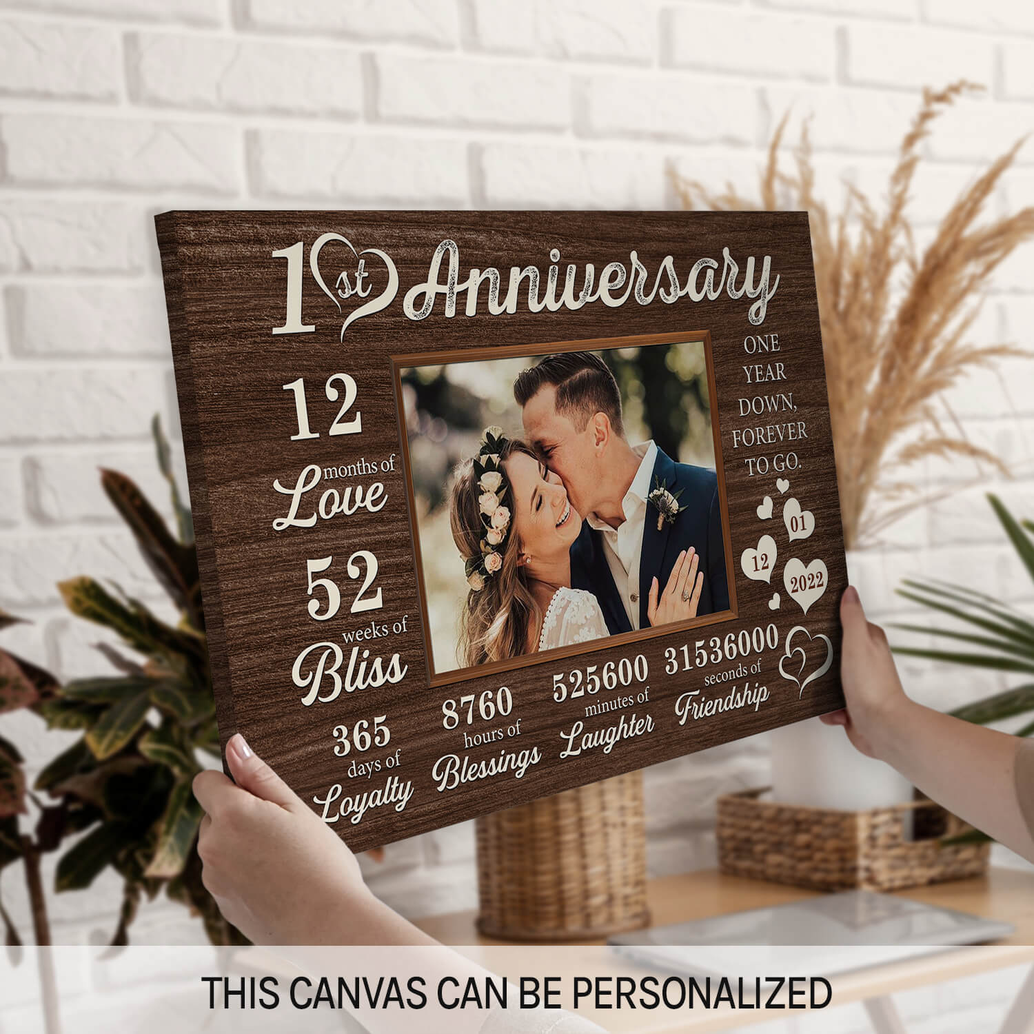 12 Months Of Love - Personalized First Anniversary gifts for him For Her - Custom Couple Canvas Print - Mymindfulgifts
