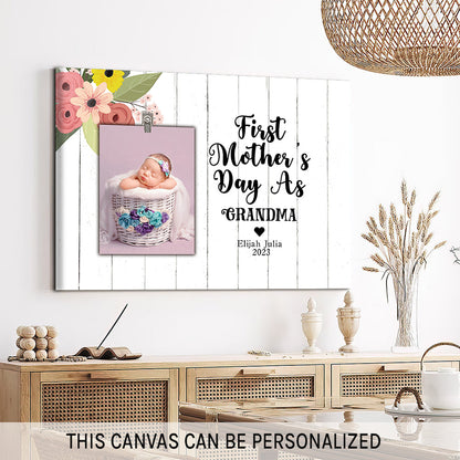 First Mother's day as grandma - Personalized Mother's Day gift for New Mom - Custom Canvas Print - MyMindfulGifts