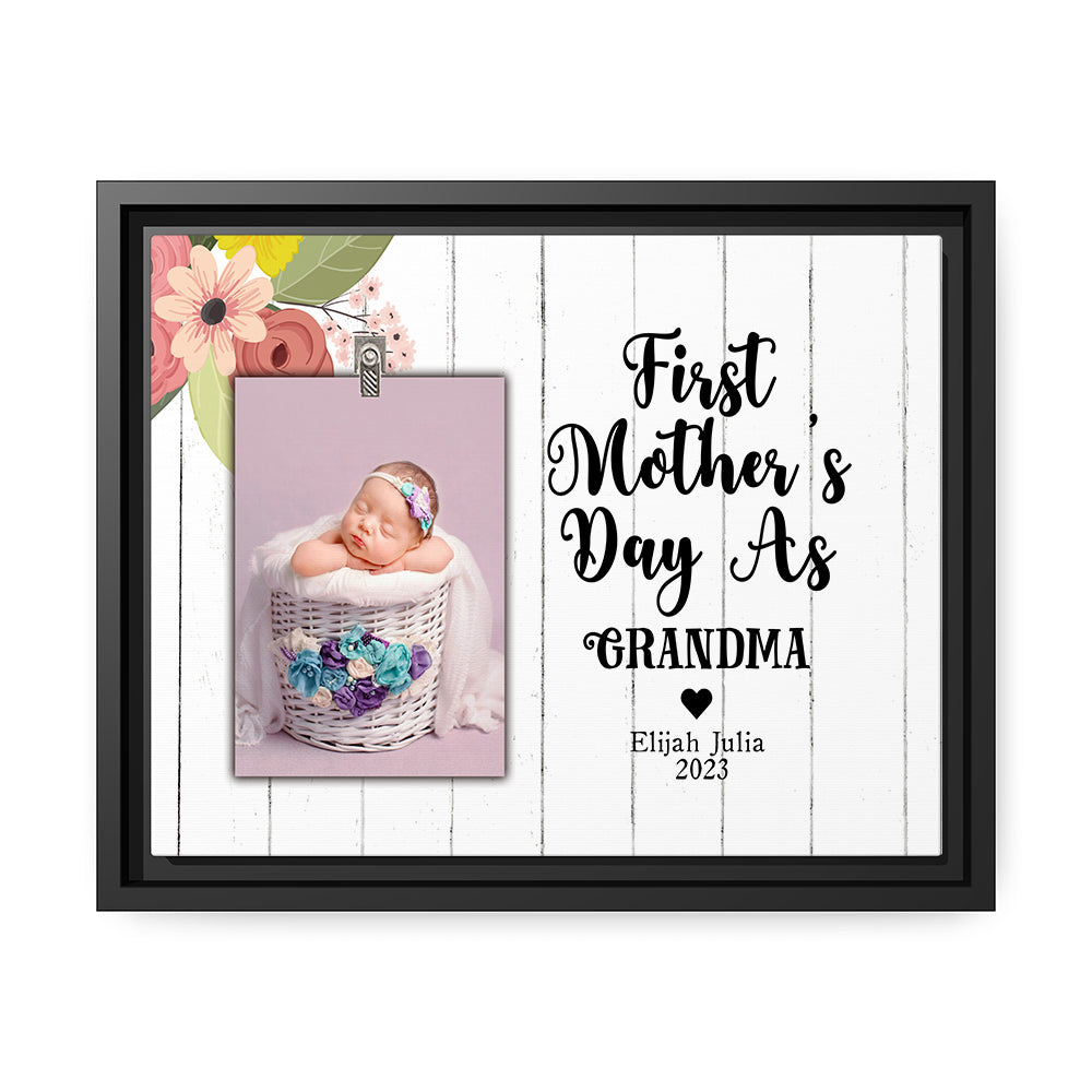 First Mother's day as grandma - Personalized Mother's Day gift for New Mom - Custom Canvas Print - MyMindfulGifts