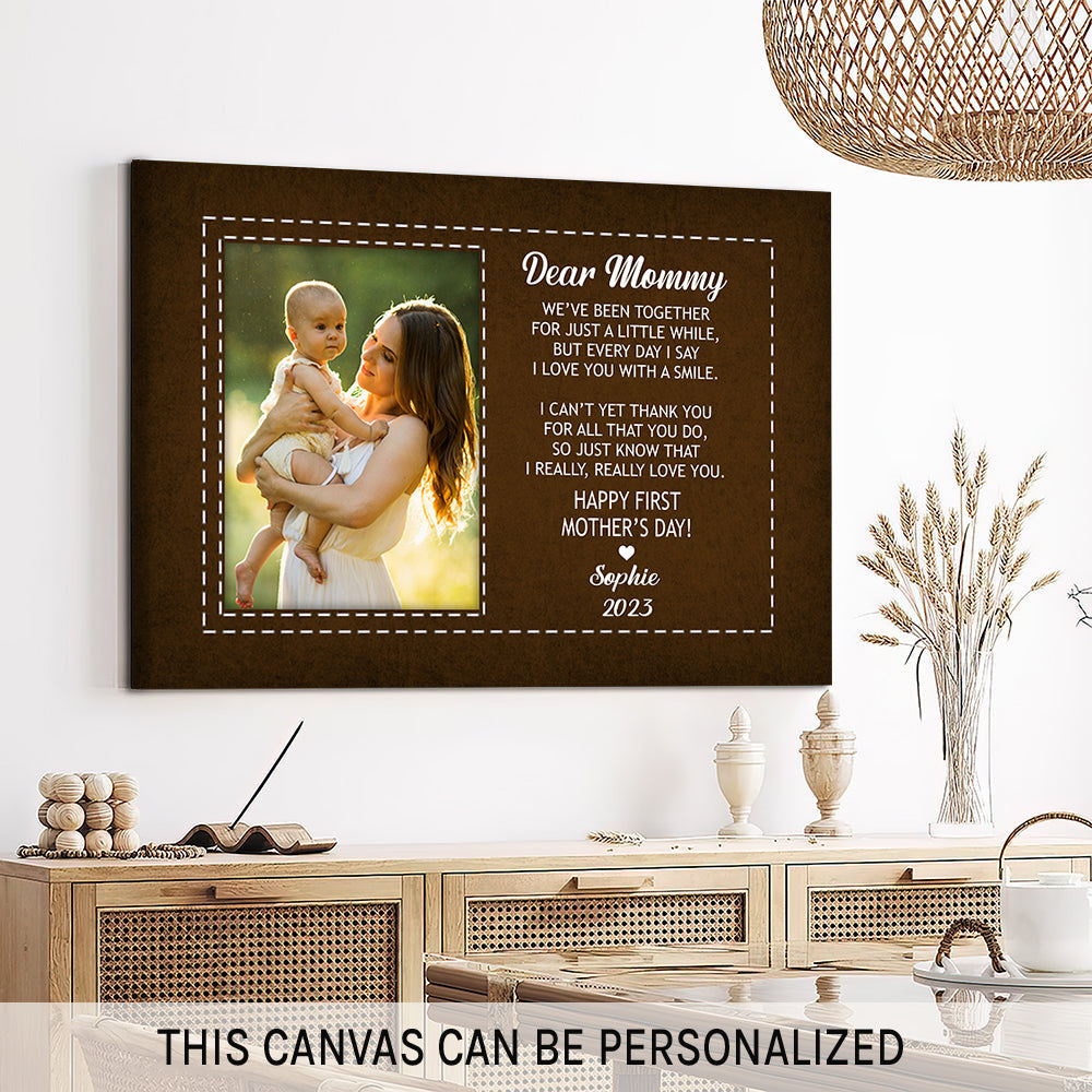 Happy first Mother's day - Personalized Mother's Day gift for New Mom - Custom Canvas Print - MyMindfulGifts