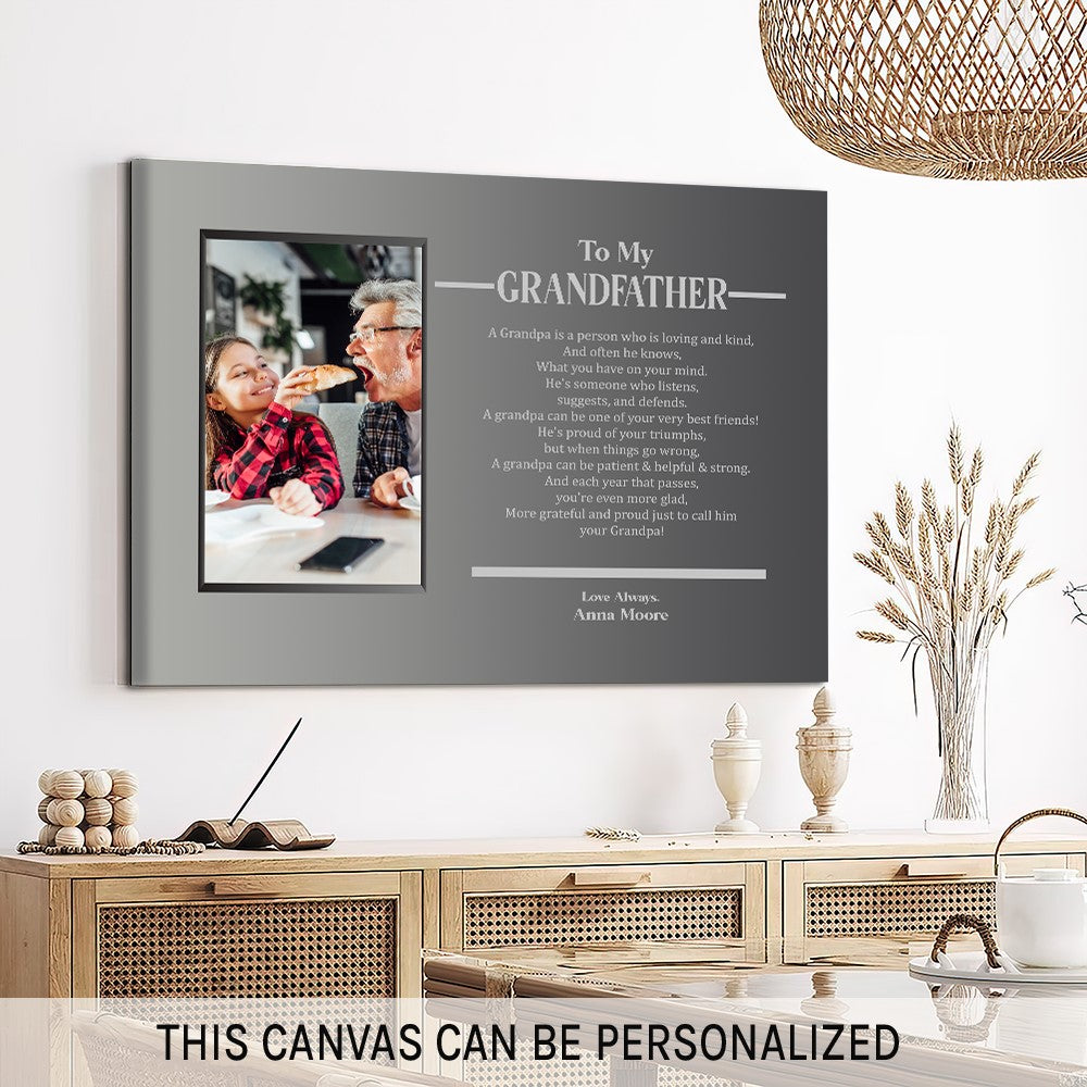 To my Grandfather - Personalized Father's Day or Birthday gift for Grandpa  - Custom Canvas Print - MyMindfulGifts