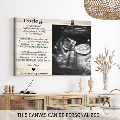 Daddy are you ready? - Personalized Father's Day gift for New Dad, for Dad to be - Custom Canvas Print - MyMindfulGifts