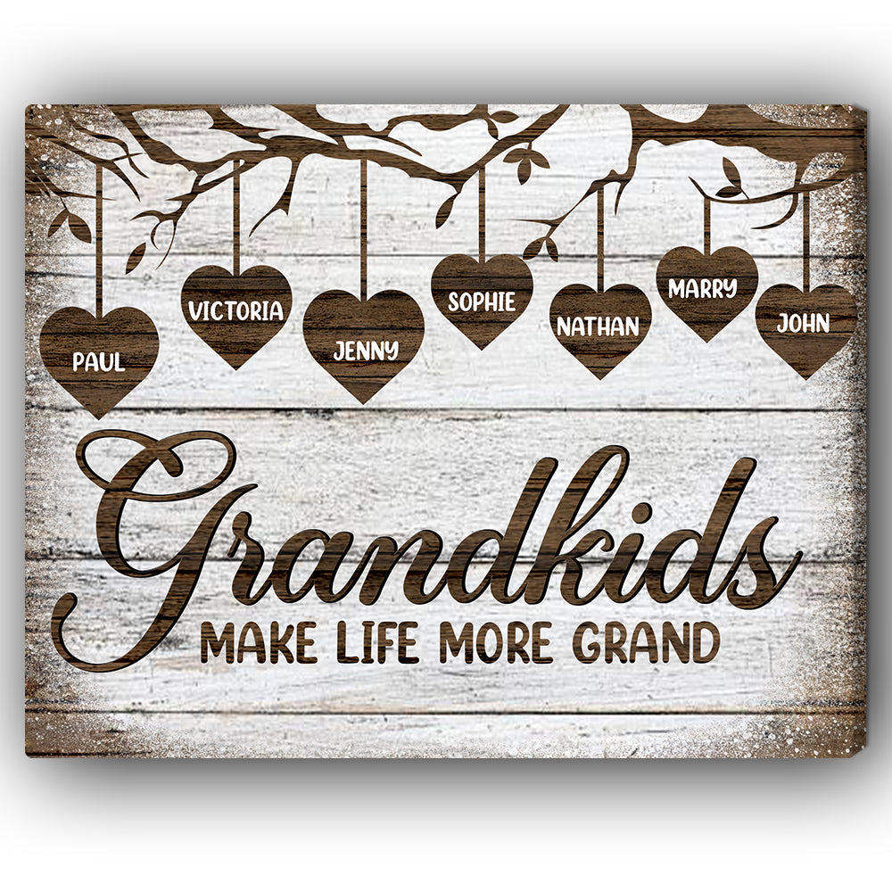 Grandkids make life 
more grand - Personalized Father's Day or Birthday gift for Grandpa  - Custom Canvas Print - MyMindfulGifts