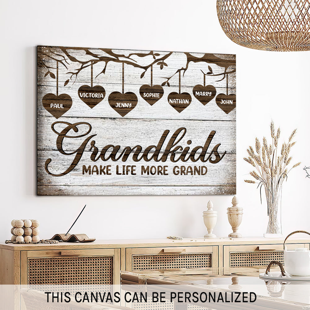 Grandkids make life 
more grand - Personalized Father's Day or Birthday gift for Grandpa  - Custom Canvas Print - MyMindfulGifts