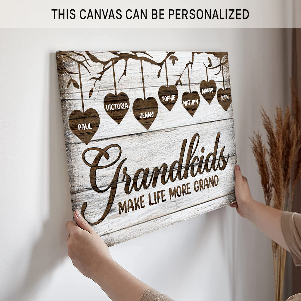 Grandkids make life 
more grand - Personalized Father's Day or Birthday gift for Grandpa  - Custom Canvas Print - MyMindfulGifts