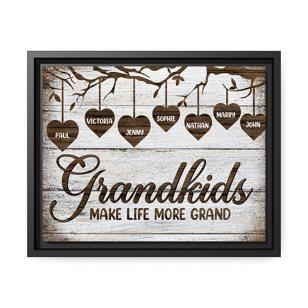 Grandkids make life 
more grand - Personalized Father's Day or Birthday gift for Grandpa  - Custom Canvas Print - MyMindfulGifts