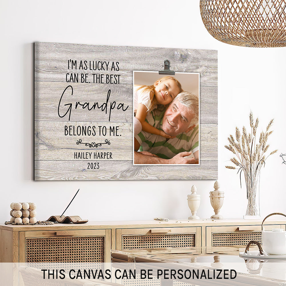 I'm as lucky as can be - Personalized Father's Day gift for Grandpa from Grandchildren - Custom Canvas Print - MyMindfulGifts