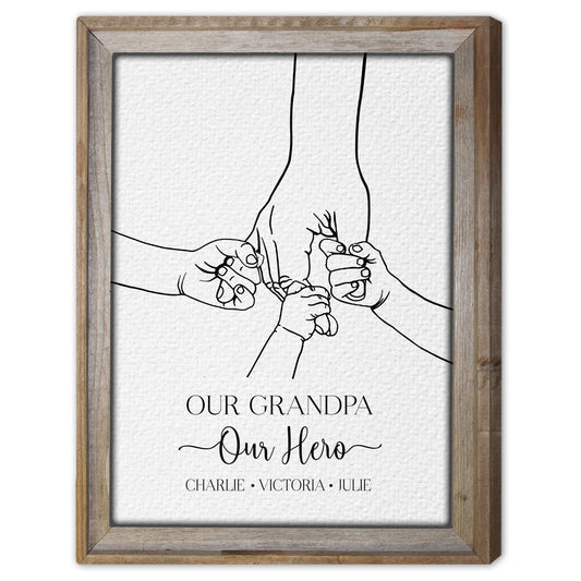 Our Grandpa Our hero - Personalized Father's Day gift for Grandpa  - Custom Canvas Print - MyMindfulGifts