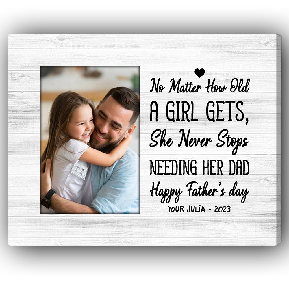 Needing Her Dad - Personalized Father's Day  gift for Dad from Daughter - Custom Canvas Print - MyMindfulGifts