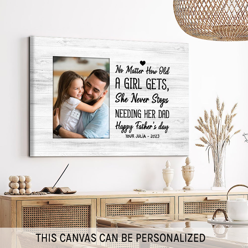 Needing Her Dad - Personalized Father's Day  gift for Dad from Daughter - Custom Canvas Print - MyMindfulGifts