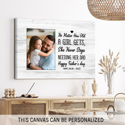 Needing Her Dad - Personalized Father's Day  gift for Dad from Daughter - Custom Canvas Print - MyMindfulGifts