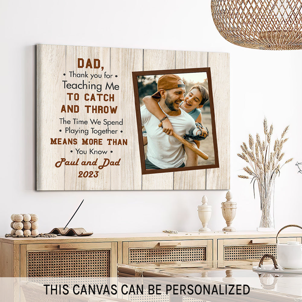 Thank Dad For Teaching - Personalized Father's Day gift for Dad  - Custom Canvas Print - MyMindfulGifts