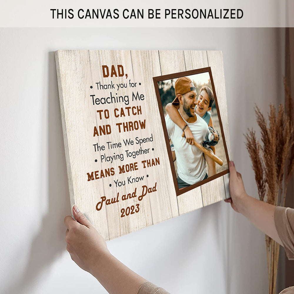 Thank Dad For Teaching - Personalized Father's Day gift for Dad  - Custom Canvas Print - MyMindfulGifts