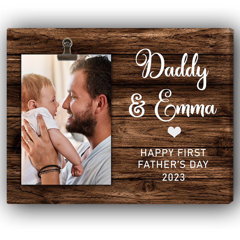 Daddy First father's day - Personalized Father's Day gift for Dad   - Custom Canvas Print - MyMindfulGifts