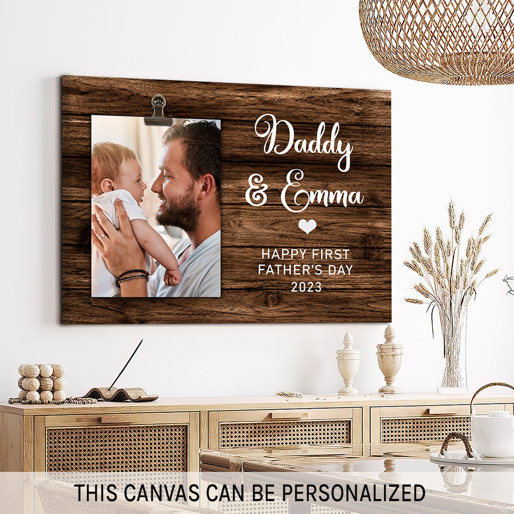Daddy First father's day - Personalized Father's Day gift for Dad   - Custom Canvas Print - MyMindfulGifts