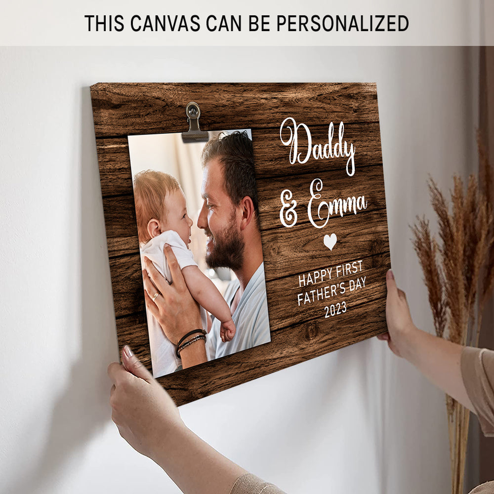 Daddy First father's day - Personalized Father's Day gift for Dad   - Custom Canvas Print - MyMindfulGifts