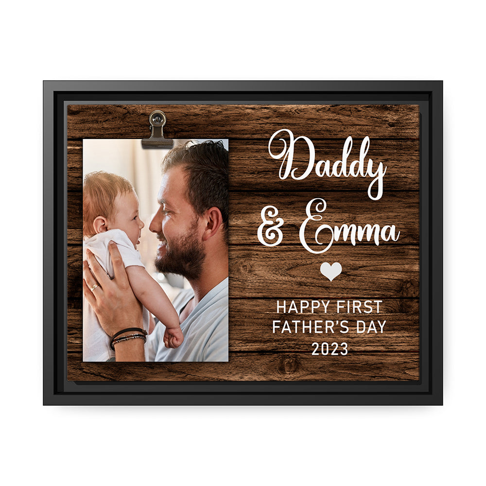 Daddy First father's day - Personalized Father's Day gift for Dad   - Custom Canvas Print - MyMindfulGifts