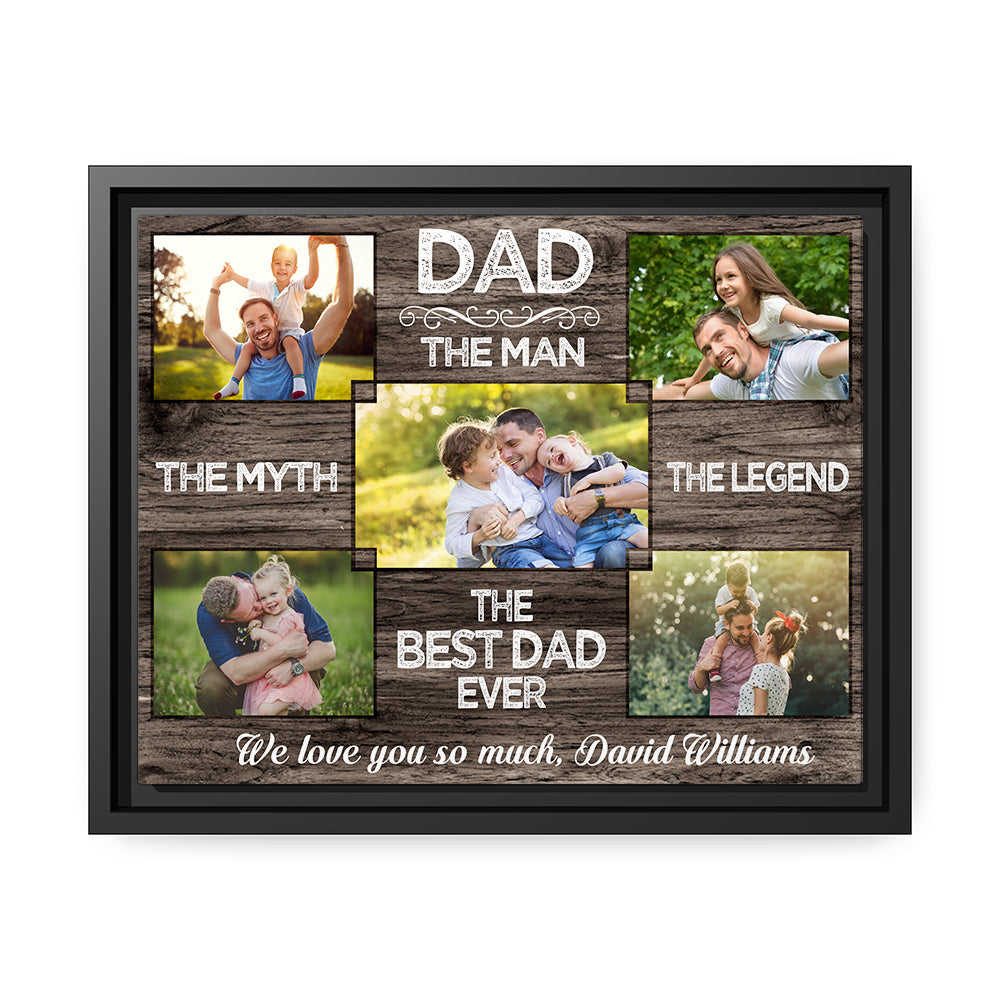 DAD the man the myth - Personalized Father's Day or Birthday gift for Dad - Custom Canvas Print - MyMindfulGifts