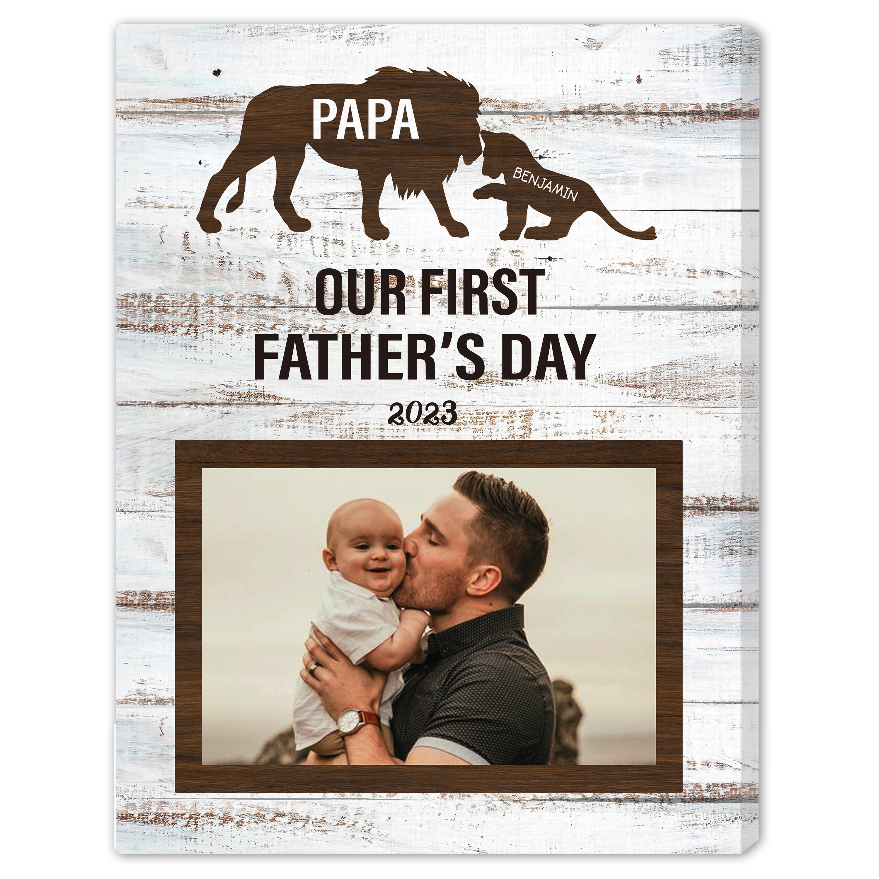 PAPA Our first father's day - Personalized Father's Day gift for New Dad - Custom Canvas Print - MyMindfulGifts