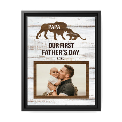 PAPA Our first father's day - Personalized Father's Day gift for New Dad - Custom Canvas Print - MyMindfulGifts