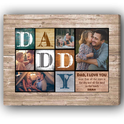 I Love You Dad  - Personalized Father's Day gift for Dad - Custom Canvas Print - MyMindfulGifts