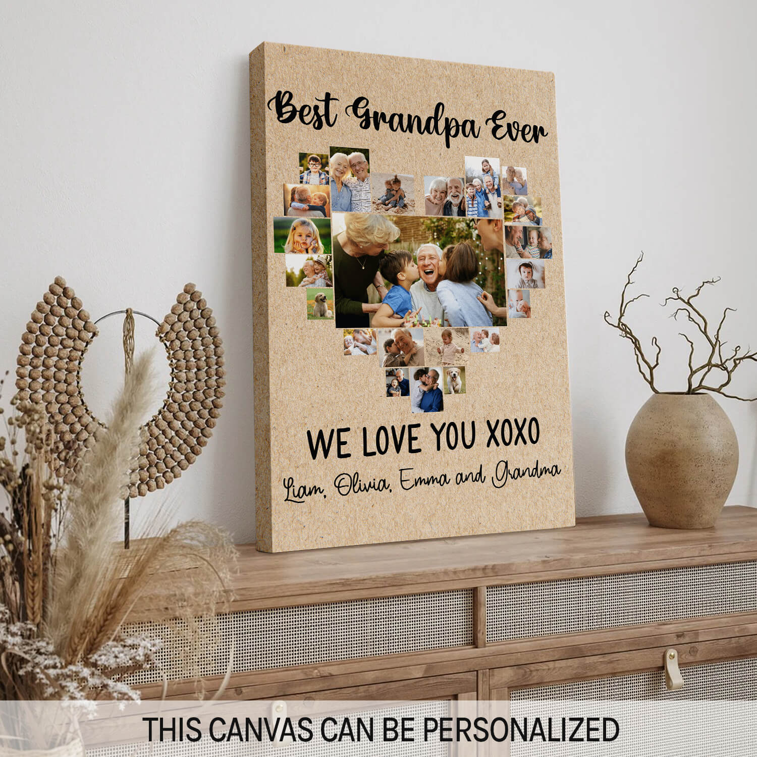 Best grandpa ever - Personalized Father's Day or Birthday gift for Grandpa - Custom Canvas Print - MyMindfulGifts