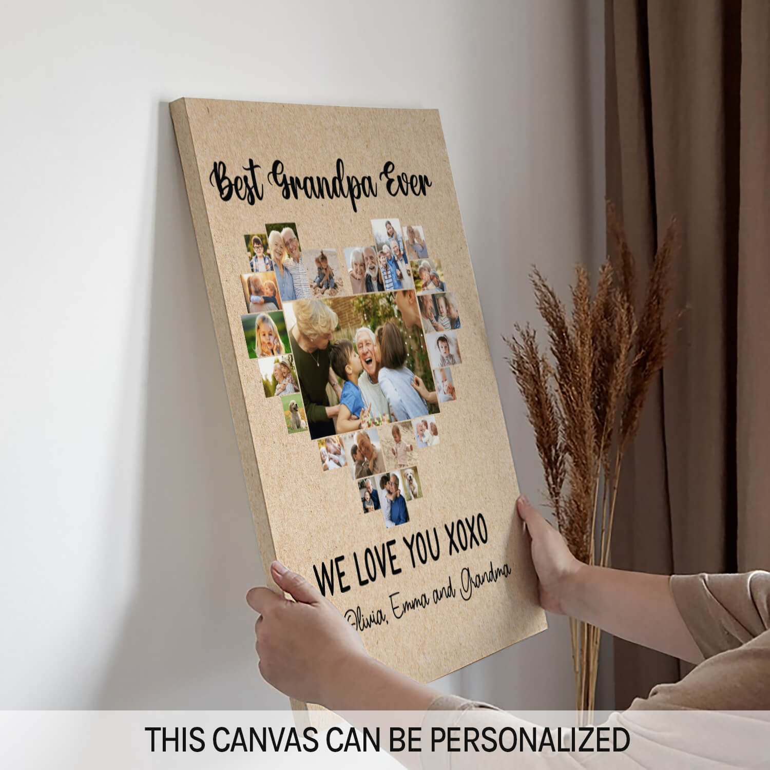 Best grandpa ever - Personalized Father's Day or Birthday gift for Grandpa - Custom Canvas Print - MyMindfulGifts