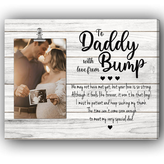 To daddy with love from bump - Personalized Father's Day or Birthday gift for New Dad - Custom Canvas Print - MyMindfulGifts