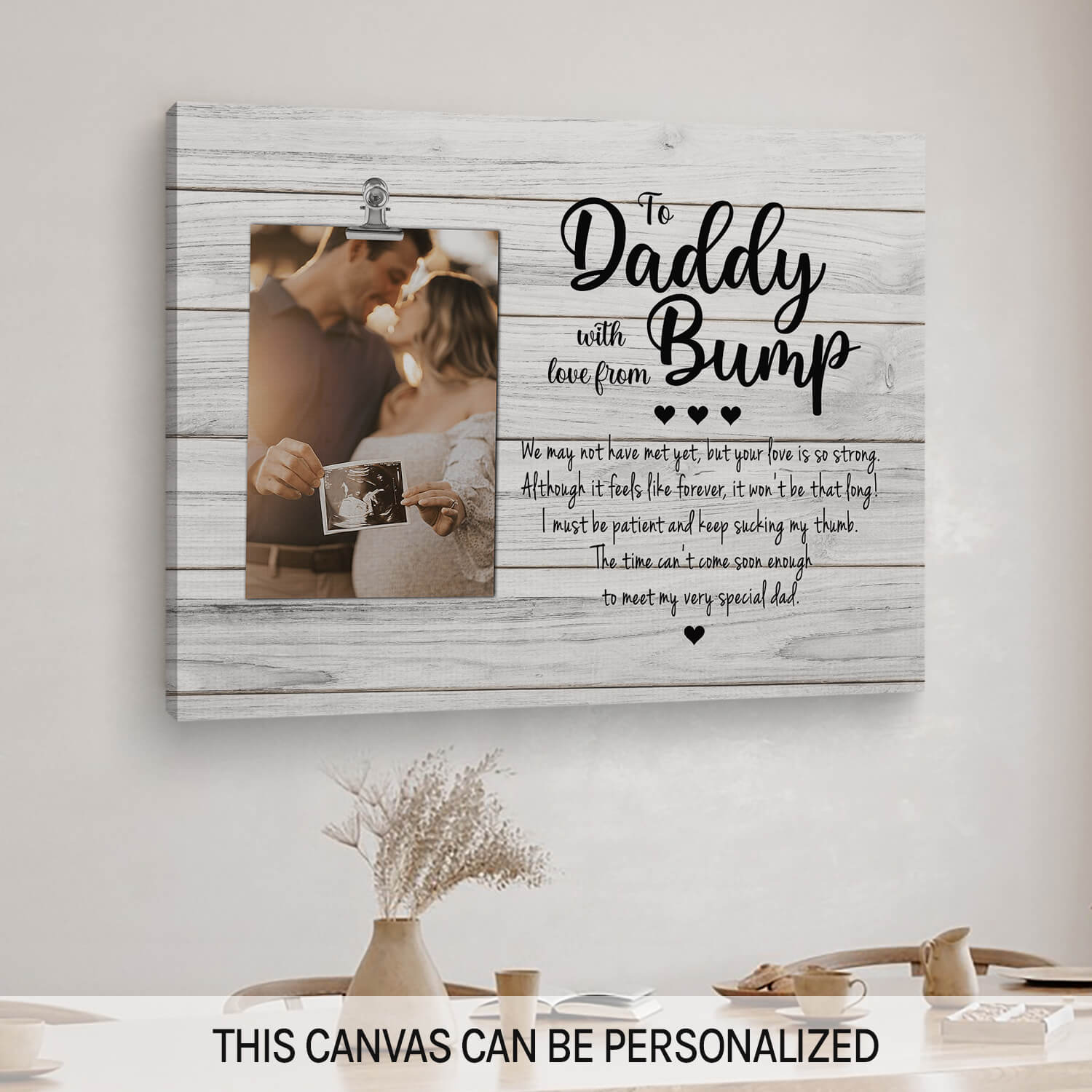 To daddy with love from bump - Personalized Father's Day or Birthday gift for New Dad - Custom Canvas Print - MyMindfulGifts