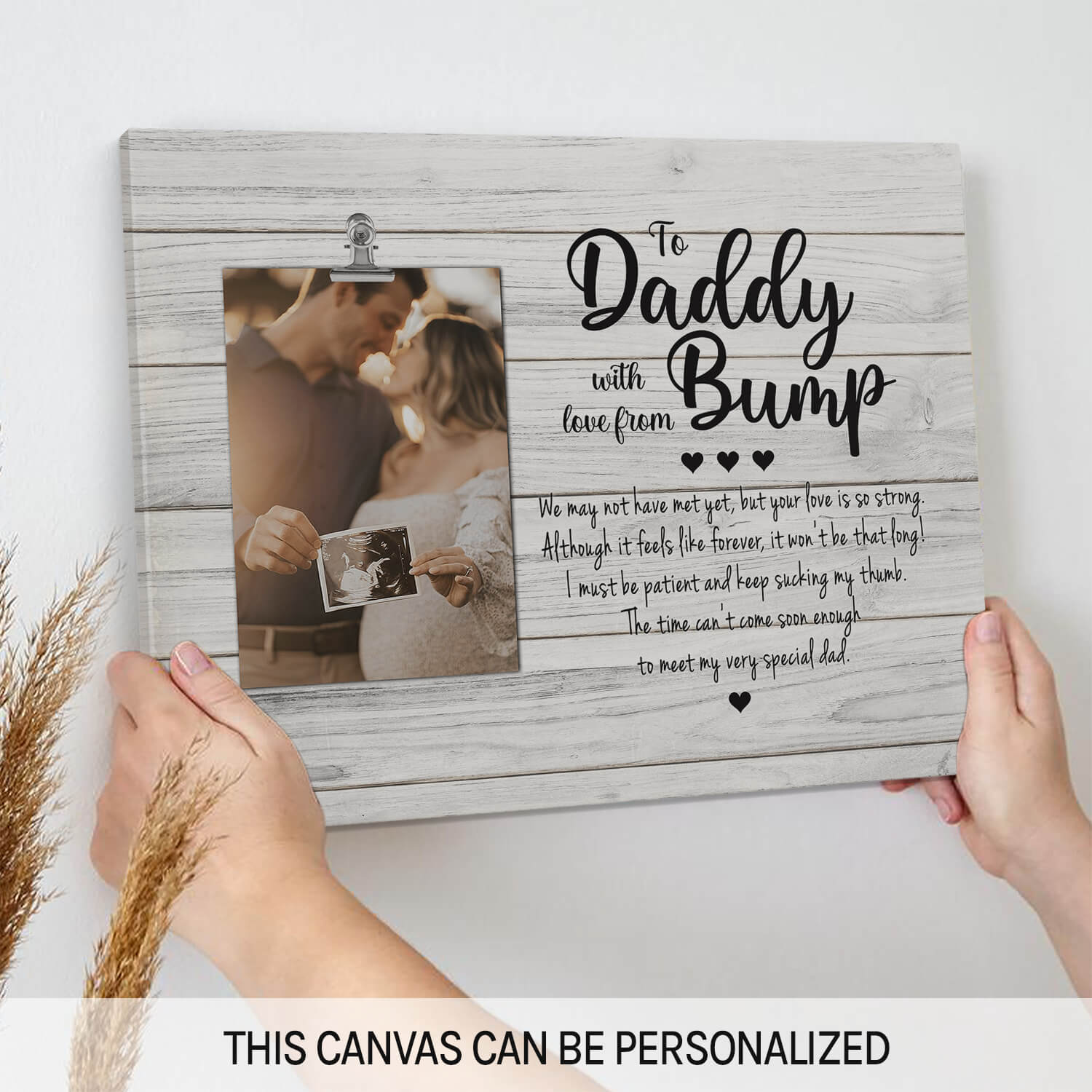 To daddy with love from bump - Personalized Father's Day or Birthday gift for New Dad - Custom Canvas Print - MyMindfulGifts