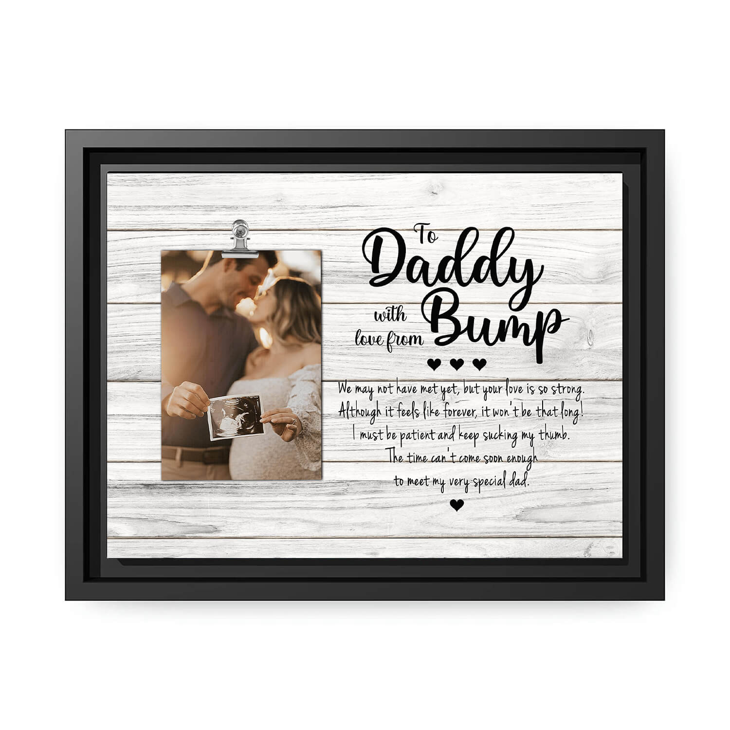 To daddy with love from bump - Personalized Father's Day or Birthday gift for New Dad - Custom Canvas Print - MyMindfulGifts