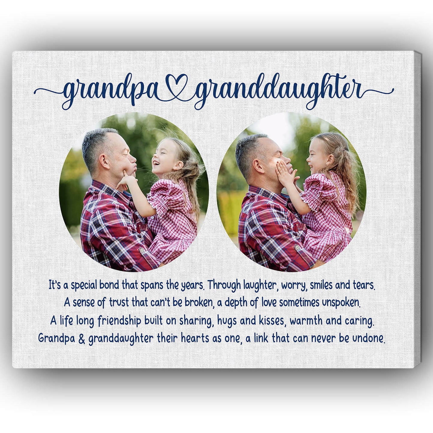 Grandpa & Granddaughter - Personalized Father's Day or Birthday gift for Grandpa - Custom Canvas Print - MyMindfulGifts