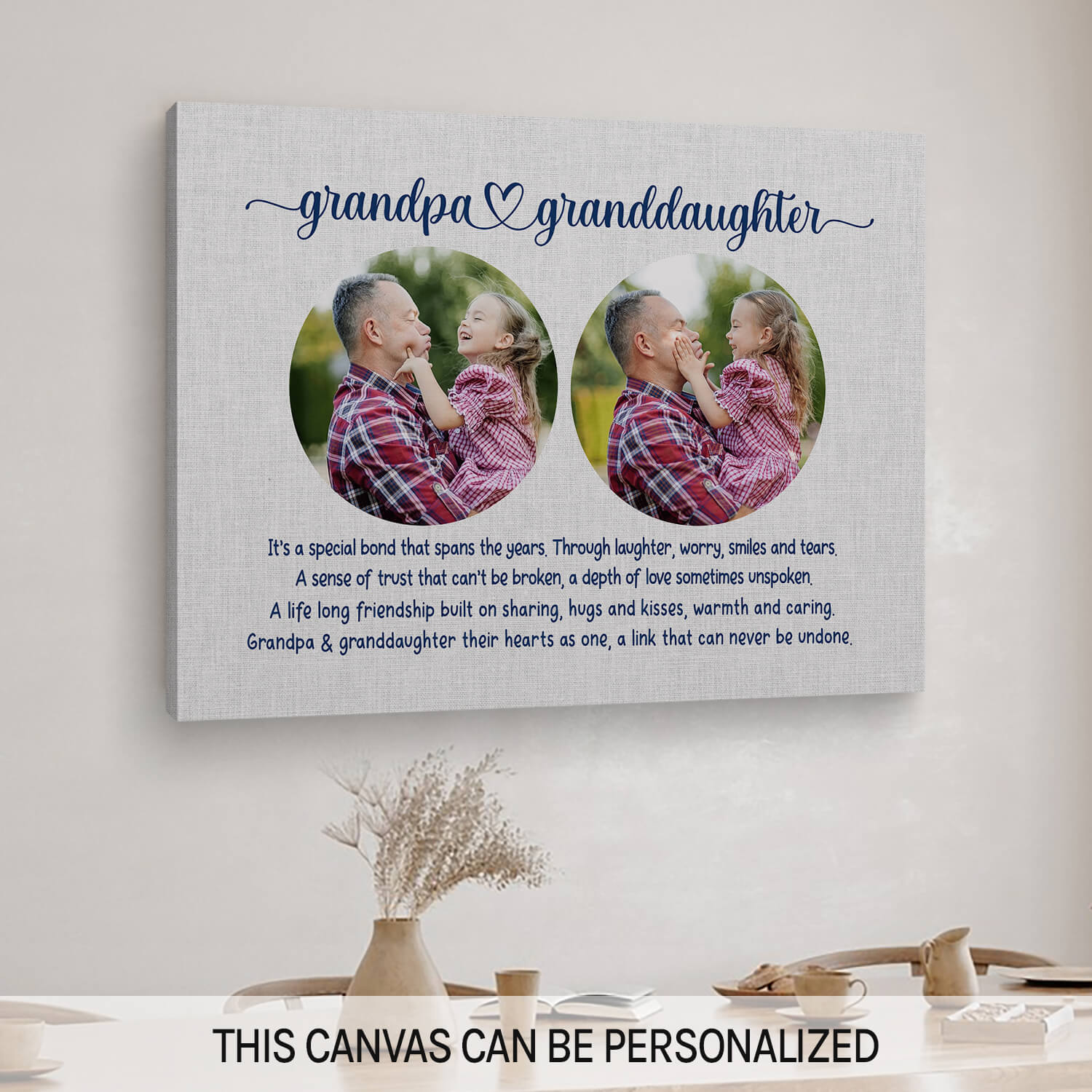 Grandpa & Granddaughter - Personalized Father's Day or Birthday gift for Grandpa - Custom Canvas Print - MyMindfulGifts