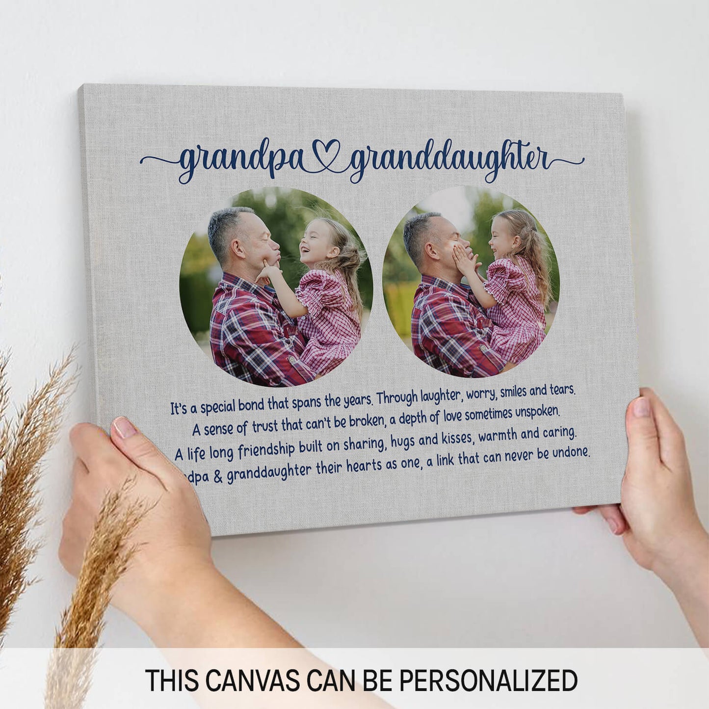 Grandpa & Granddaughter - Personalized Father's Day or Birthday gift for Grandpa - Custom Canvas Print - MyMindfulGifts