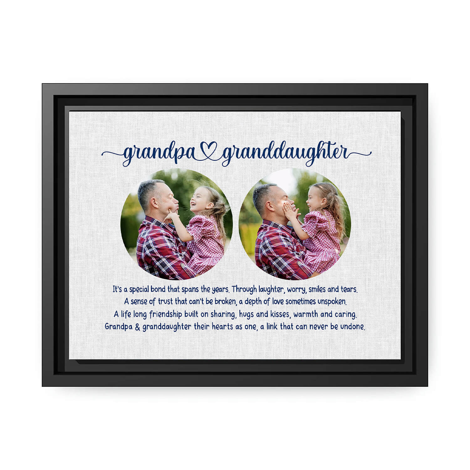Grandpa & Granddaughter - Personalized Father's Day or Birthday gift for Grandpa - Custom Canvas Print - MyMindfulGifts