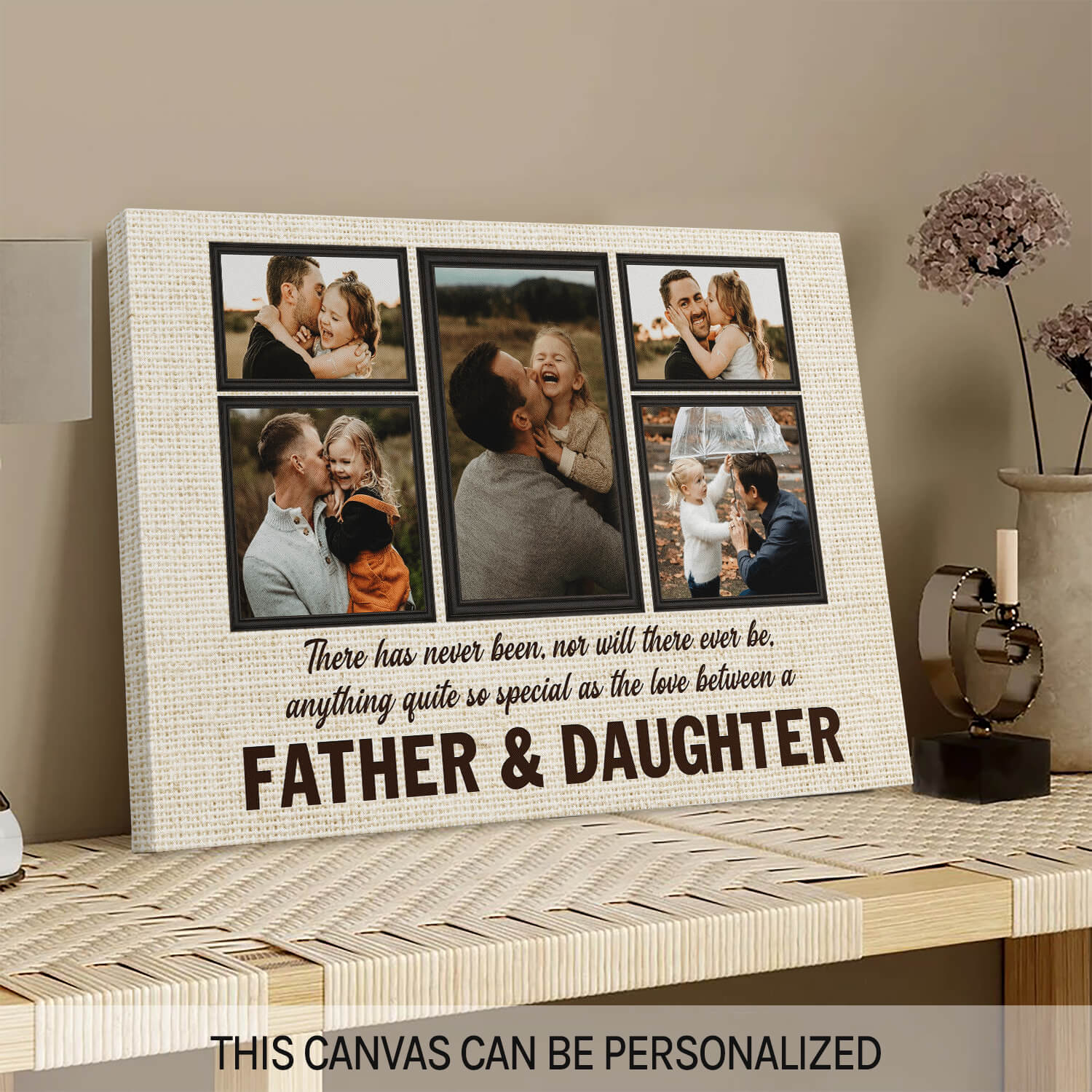 "We Love You Dad" Custom 5x7 Wood Picture Frame - Laser Engraved Text, Great Father's Day/Birthday Gift