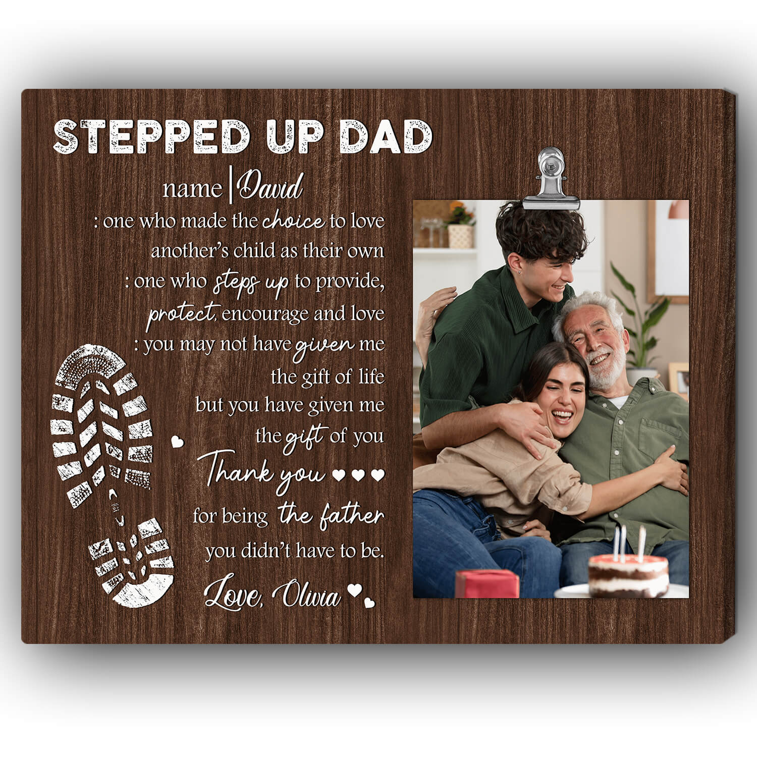 Stepped up Dad - Personalized Father's Day or Birthday gift for Step Dad - Custom Canvas Print - MyMindfulGifts