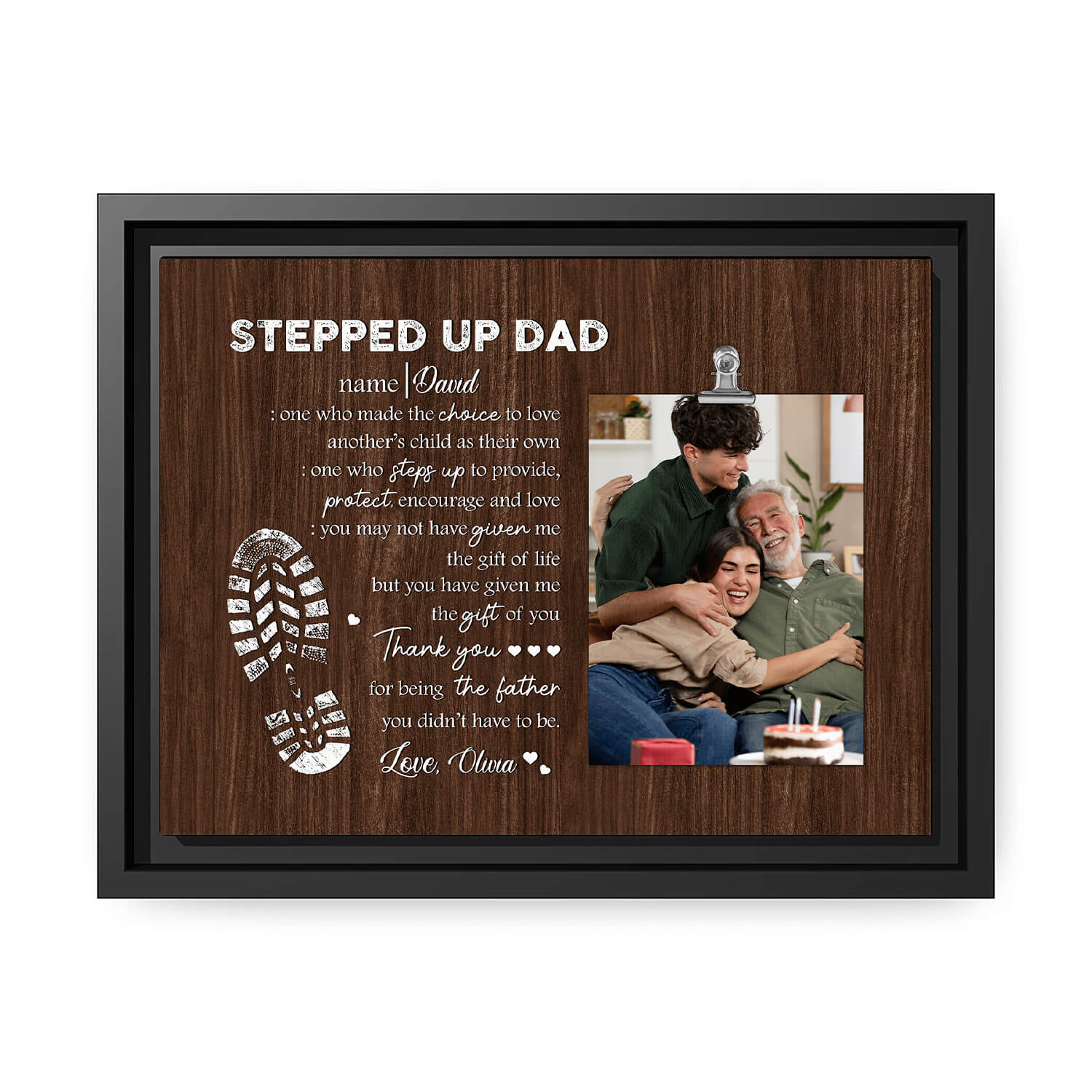 Stepped up Dad - Personalized Father's Day or Birthday gift for Step Dad - Custom Canvas Print - MyMindfulGifts