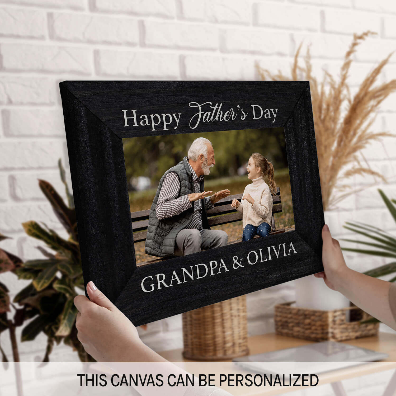 Happy Father's Day - Personalized Father's Day gift for Grandpa - Custom Canvas Print - MyMindfulGifts