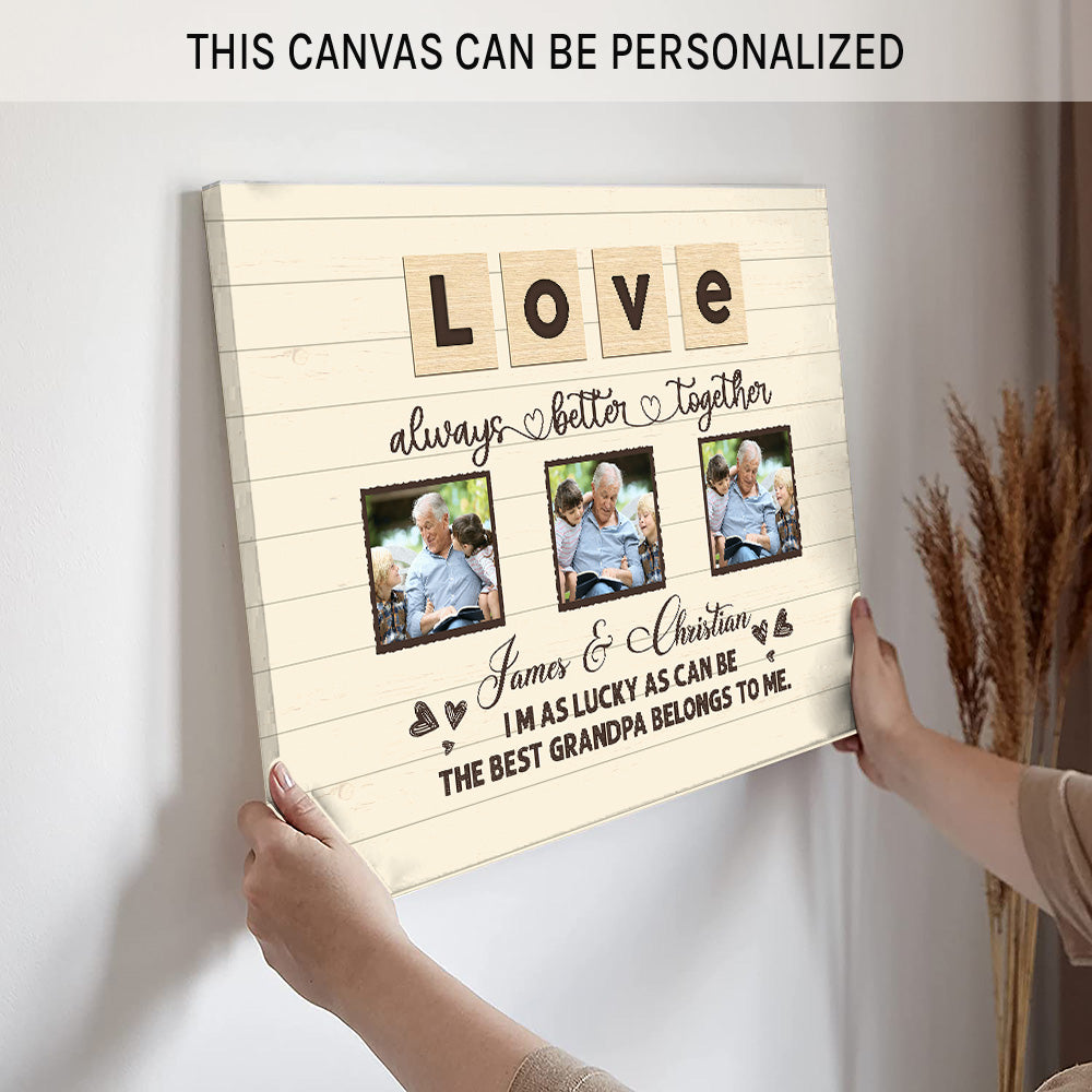 I'm as Lucky As I Can Be - Personalized Father's Day or Birthday gift for Grandpa - Custom Canvas Print - MyMindfulGifts