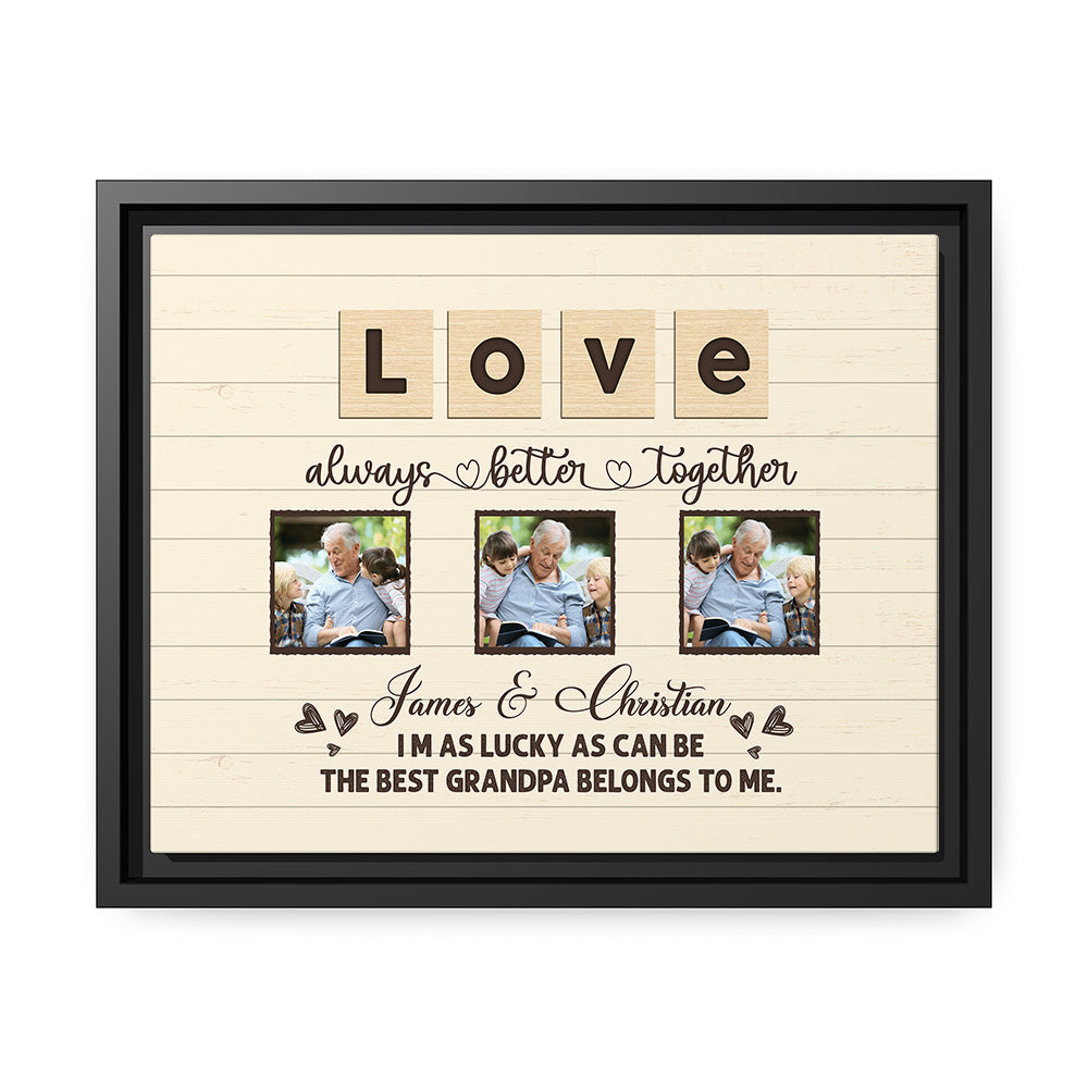 I'm as Lucky As I Can Be - Personalized Father's Day or Birthday gift for Grandpa - Custom Canvas Print - MyMindfulGifts