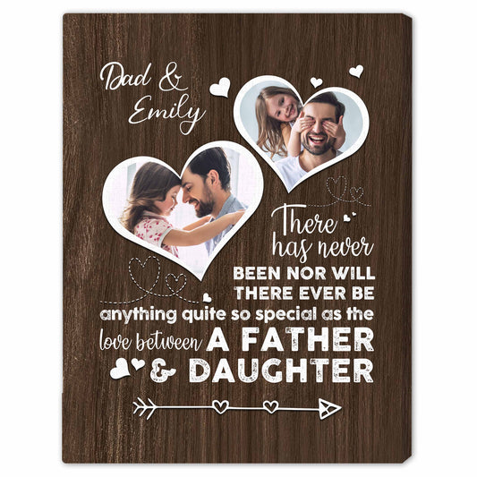 Love Between Father & Daughter - Personalized Father's Day or Birthday gift for Dad - Custom Canvas Print - MyMindfulGifts