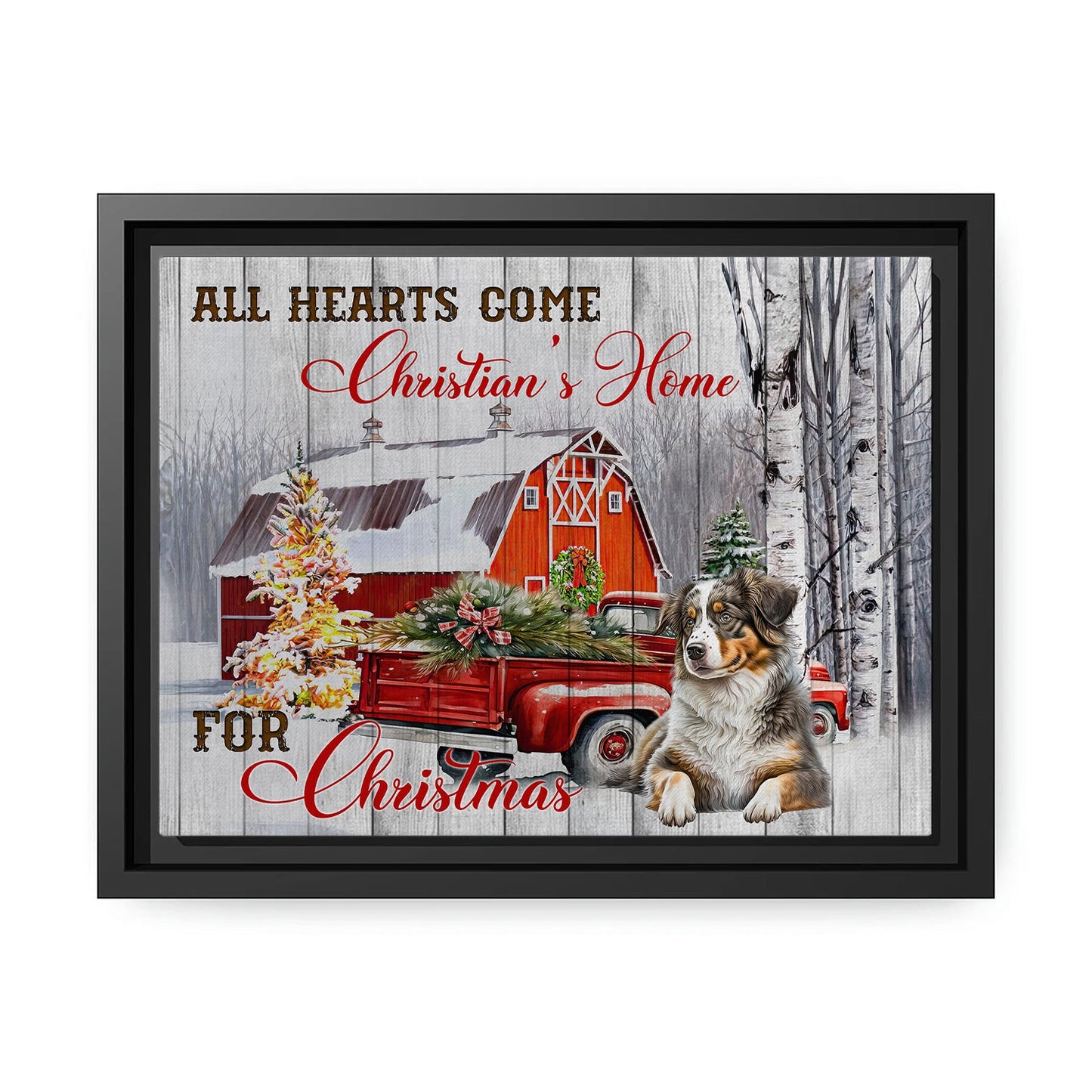 All Hearts Come Home for Christmas - Personalized Christmas gift for Family - Custom Canvas Print - MyMindfulGifts