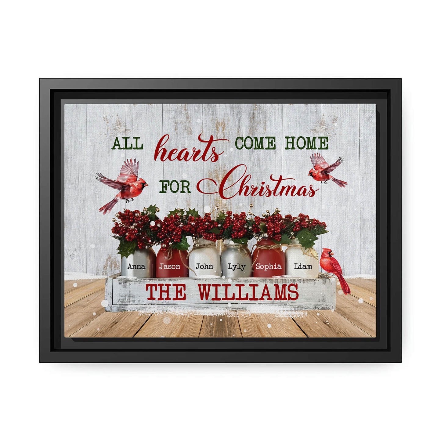 All Hearts Come Home for Christmas - Personalized Christmas gift for Family - Custom Canvas Print - MyMindfulGifts