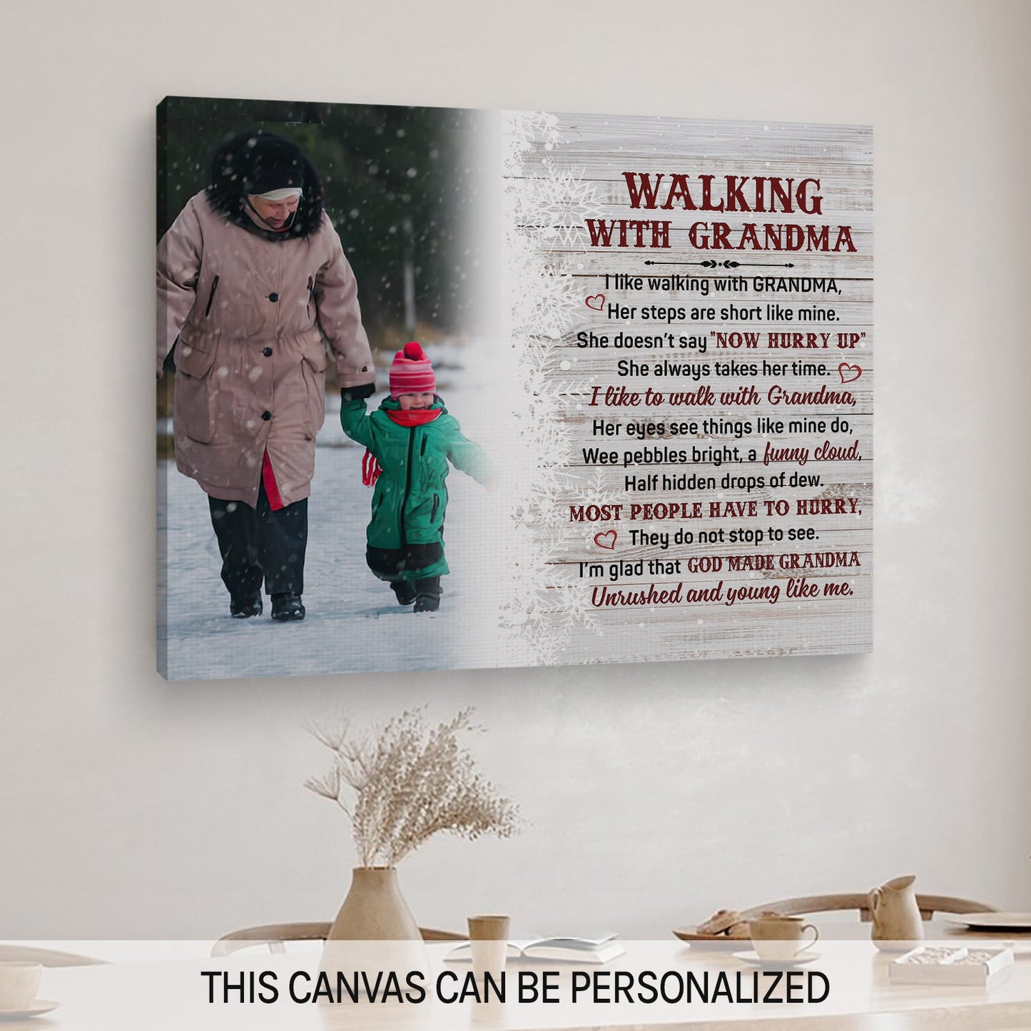 Walking With Grandma - Personalized Christmas gift for Grandma - Custom Canvas Print - MyMindfulGifts