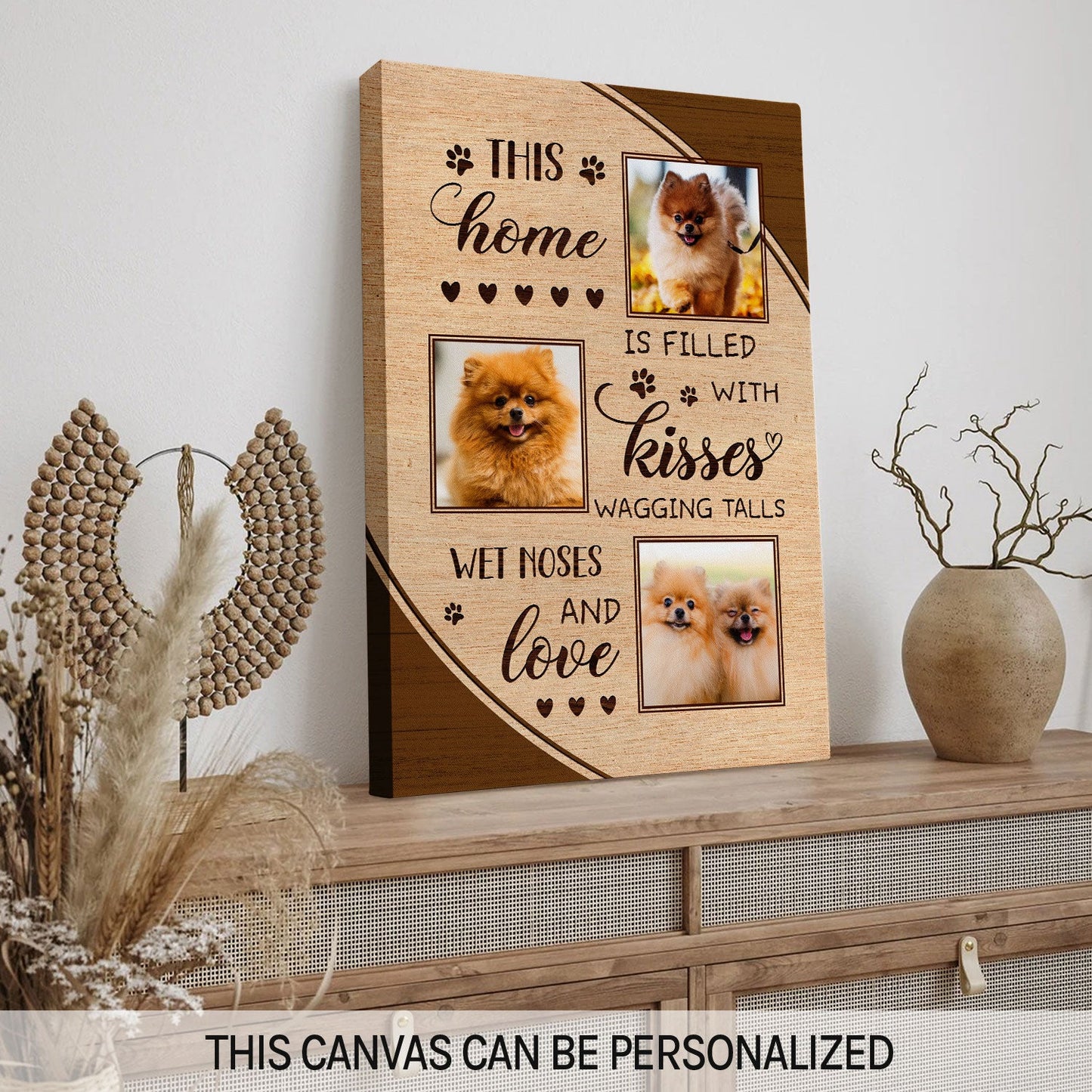 Kisses, Wagging Tails, Wet Noses and Love - Personalized Birthday or Christmas gift for Family or Dog Lovers - Custom Canvas Print - MyMindfulGifts