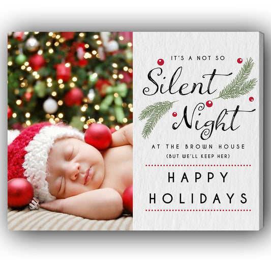 A Not So Silent Night - Personalized Christmas gift for Baby - Custom Canvas Print - MyMindfulGifts