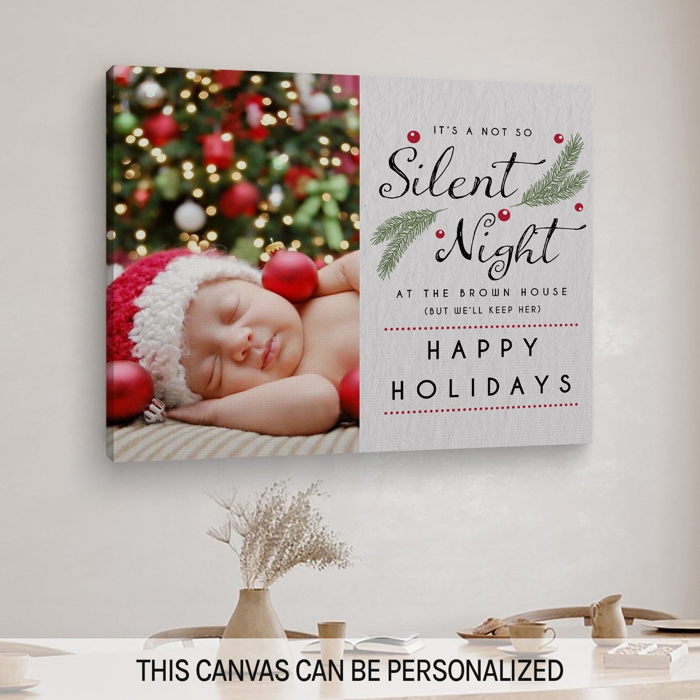 A Not So Silent Night - Personalized Christmas gift for Baby - Custom Canvas Print - MyMindfulGifts