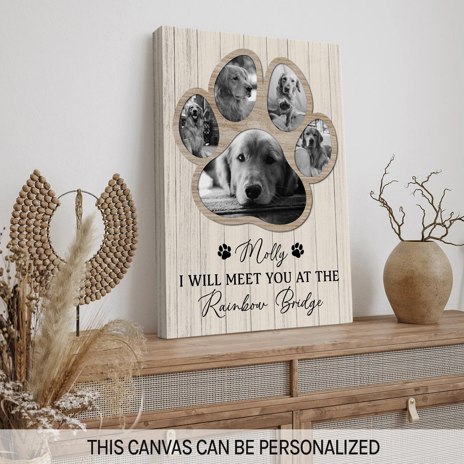 Pet Paw Photo Collage Personalized Christmas gift for Dog or Cat Lovers Custom Canvas Print MyMindfulGifts