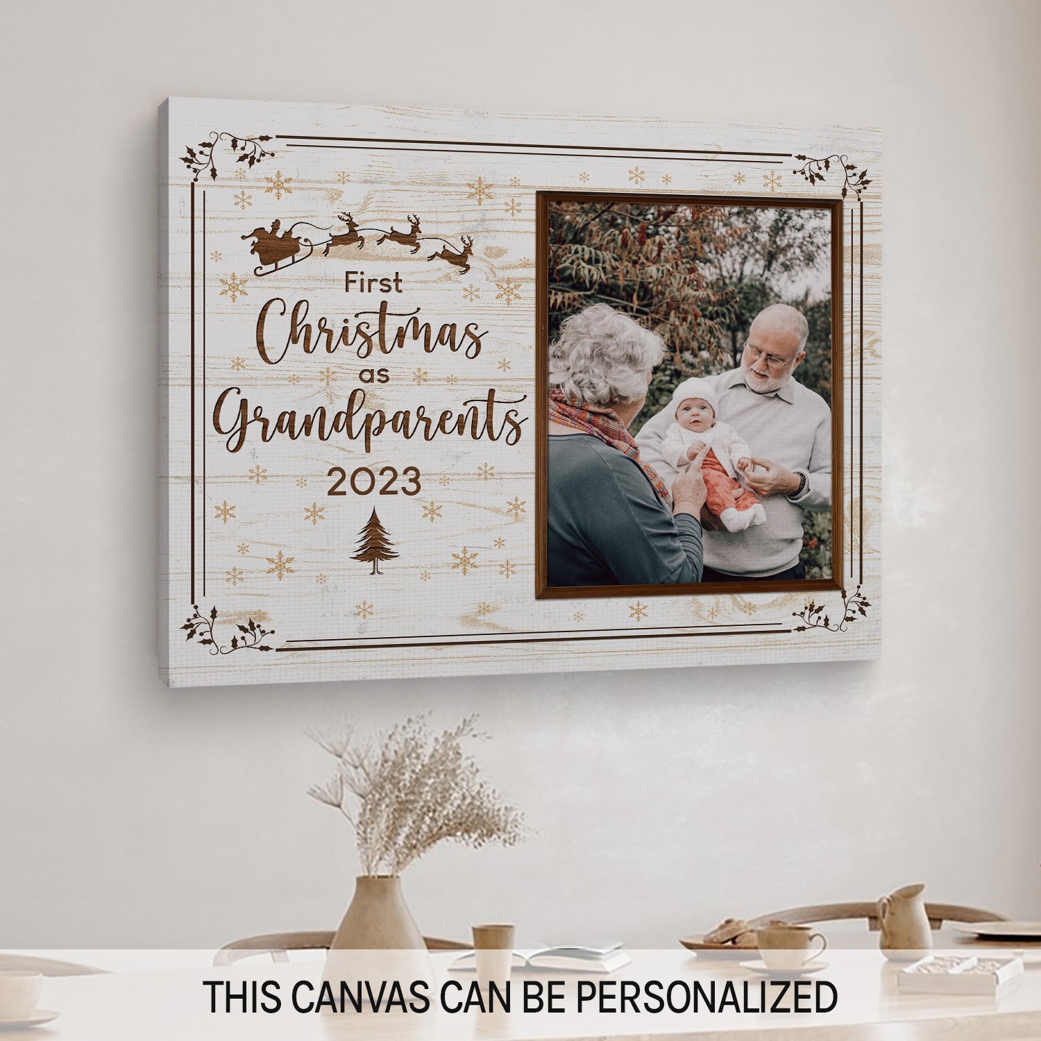 First Christmas as Grandparents - Personalized First Christmas gift for Grandparents - Custom Canvas Print - MyMindfulGifts